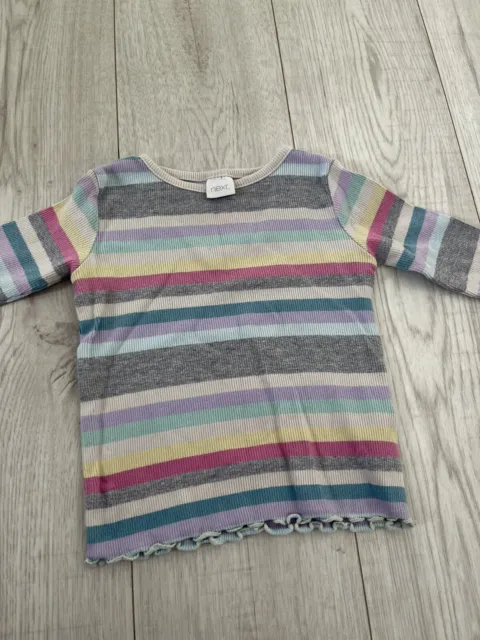 NEXT Baby Girl Long Sleeve Tops Bundle 9-12 Months Stripy Rainbow