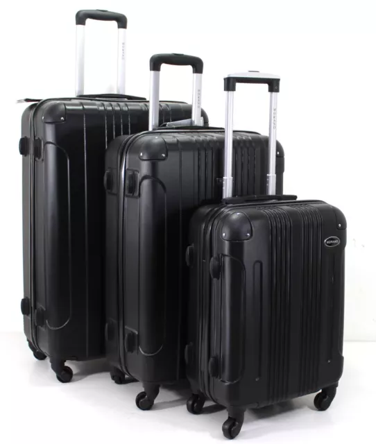 set of 3 Luggage ABS Hard shell- Cabin Suitcase 4 Wheel Trolley Lightweight Case