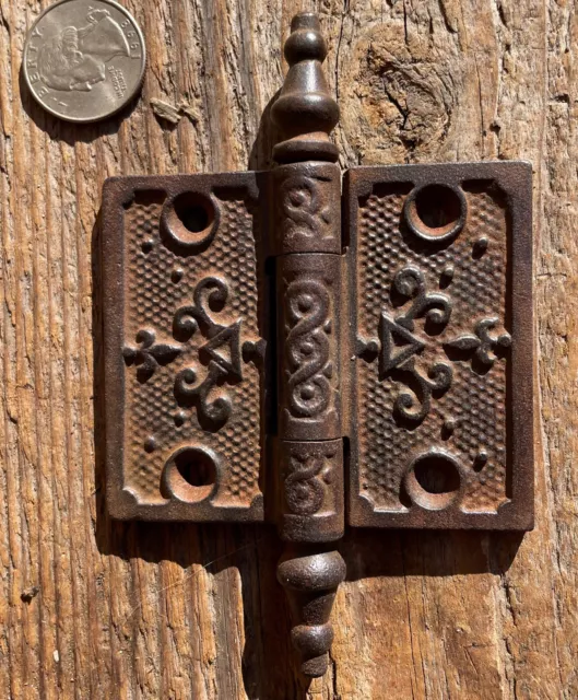 One 2 1/2" X 3" Victorian Steeple Tip Cast Iron Antique Door Hinge