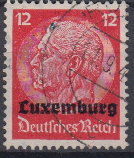 Luxemburg 7 Hindenburg mit waagerechtem Aufdruck 12 Pf gestempelt /3