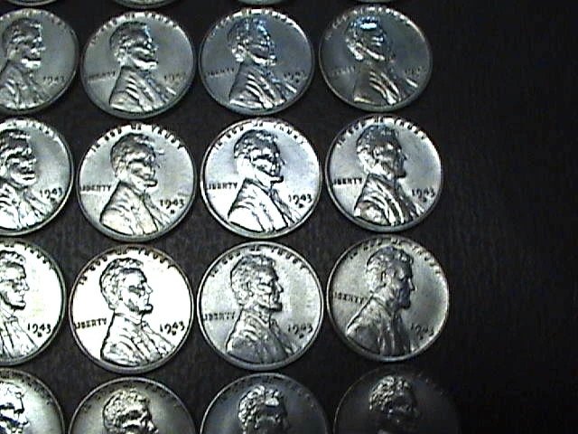 Roll Of 50 1943-D Vg/Fine/Btr Steel Wheat Pennies From Estate Coin Collection