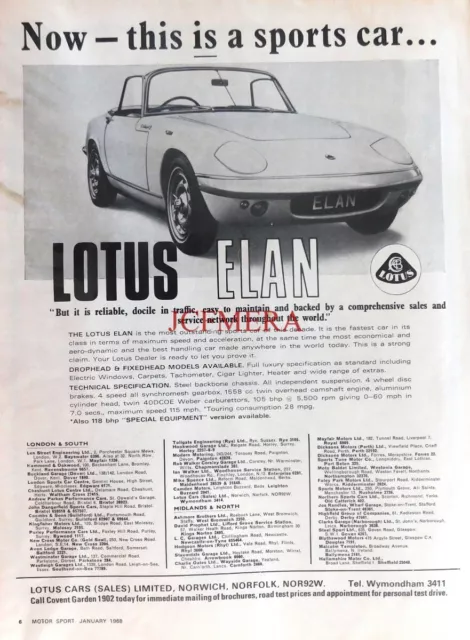 Lotus 'ELAN' Sports, Original 1968 Motor Car Advert : 660-115