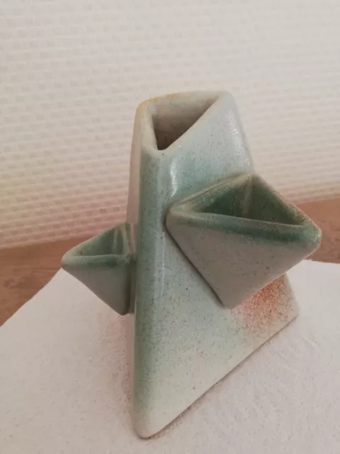 Ancien Vase Soliflore "Triangles" Signé Très Bon Etat