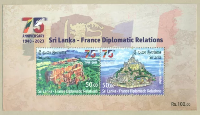 Sri Lanka 2023 Mnh Ms France Diplomatic Relation Flag