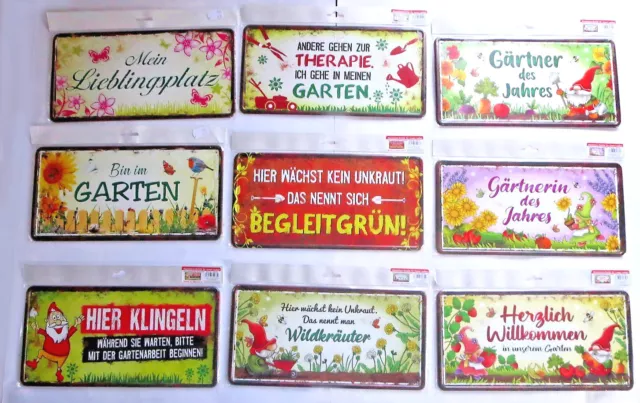 BLECHSCHILD MIT SPRUCH Garten Paradies lustig Geschenk Muttertag Schild