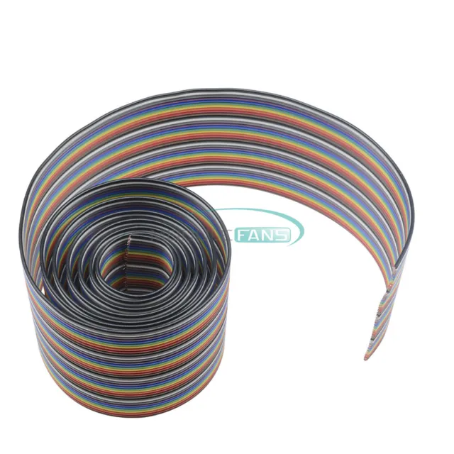1M 3.3ft 40 Way 40 Pin Flat Color Rainbow Ribbon IDC Wire Rainbow Cable New