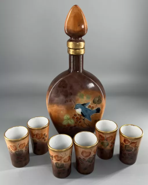 Vintage Ceramic Liquor Decanter Cordial Set Shot Glass Cups Sake Tequila Whiskey