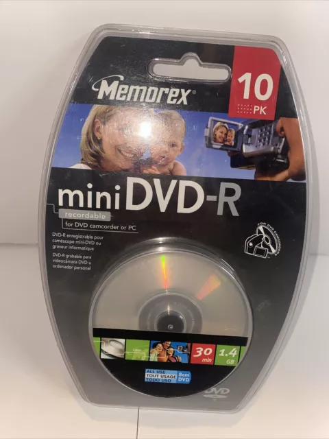 Memorex Mini DVD-R 1.4gb 30-Min Single Sided 10 Pack. New Sealed.