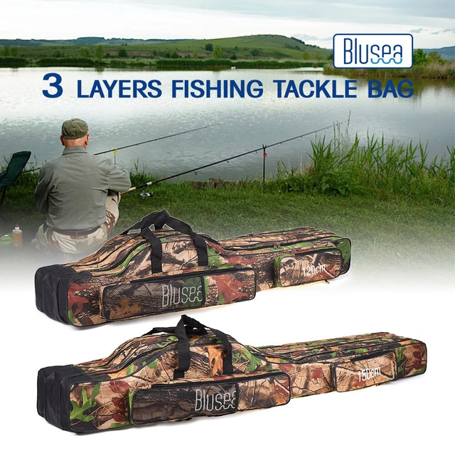 3 Layers Fishing Bag 120Cm/150Cm Portable Folding Reel Tackle Carry Travel Case