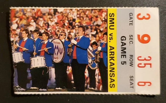 SMU Mustangs Arkansas Football Ticket Stub 11/22 1986 Last Game B4 Death Penalty