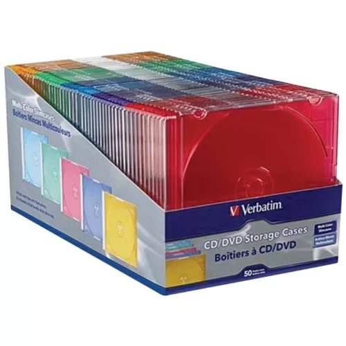 Verbatim CD/DVD Color Slim Jewel Cases (94178)