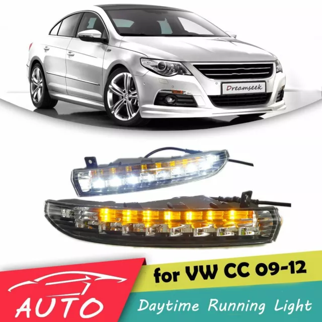 Paire LED DRL Lumière pour VW CC 2009-2012 Diurne Feux Jour Clignotant Fog Lampe