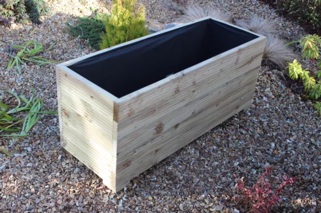 120x44x53 (cm) Large Treated Wooden Outdoor Trough Planter / Raised Bed