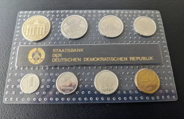 DDR EAST GERMANY 8 BU Coin Set from 1988