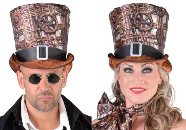 WELLGRO Steampunk Hut Mit Schweißerbrille - Zylinder Für Herren & Damen Kostümparty