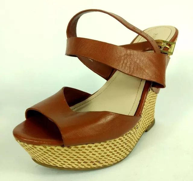 Bamboo Womens Platform Brown Sandals, Smooch-46 Woven, Size 10