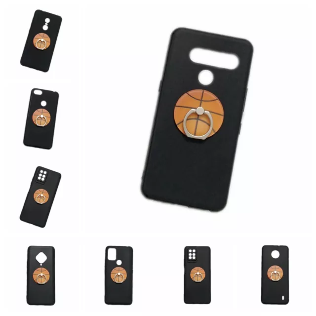 For Various Phones 3D Cute Basketball Finger Ring Stand Holder Soft TPU Cover