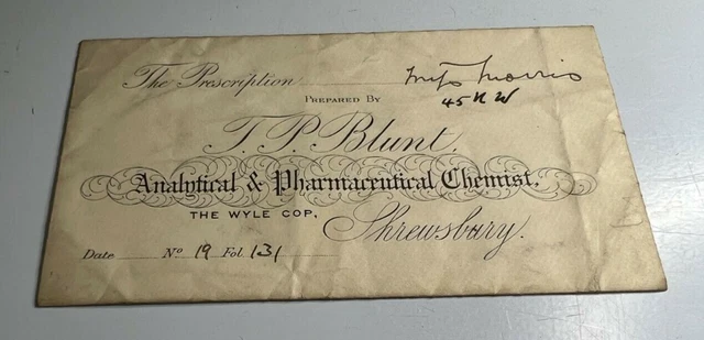 Antique Prescription Envelope T P Blunt Chemist the Wyle Cop Shrewsbury 3