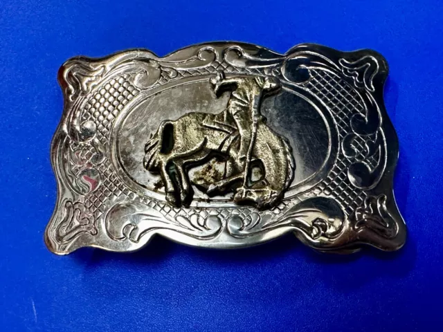 Saddle Bronc Rodeo Cowboy Horse Riding Bucking USA Made Two tone Belt Buckle