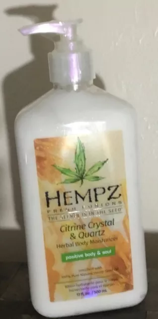 Hempz Citrine crystal & Quartz Positive Body & Soul 100 % Vegan Moisturizer 