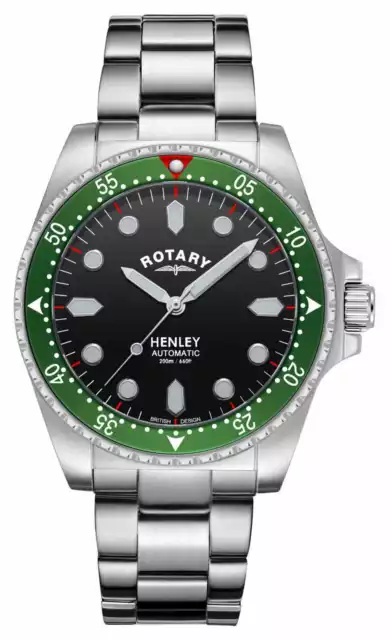 Rotary Uomo | Henley | Automatico | Quadrante Nero | Bracciale In GB05136/71