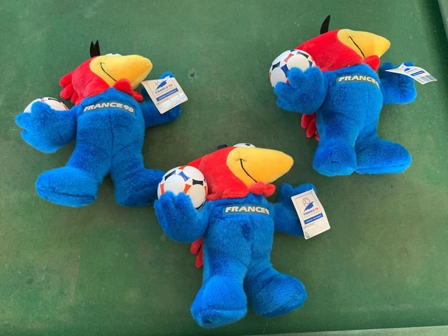 Set Mascotte Footix'98 – Coupe Du Monde France 1998 – Verre, Peluche Et Caoutchouc