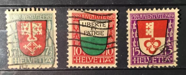 Schweiz 1919 Mi.Nr. 149, 150, 151, Wappen II, Switzerland 3 stamps used