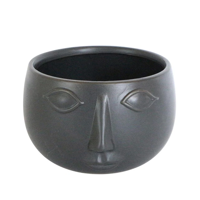 Sagebrook Home Ceramic 7" Matte Black Face Bowl 14960-01