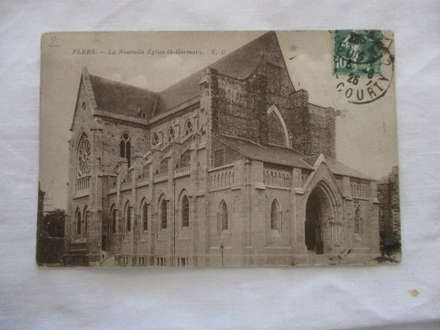Cpa Green Back Orne 61 Flers The New Church St Germain