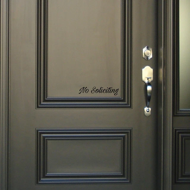 BLACK SCRIPT NO Soliciting Sign Vinyl Die Cut Decal Sticker Door Window