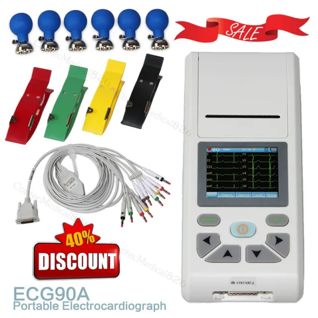 Digital 1 channel Touch ECG EKG machine Electrocardiograph 12 Leads USB Software