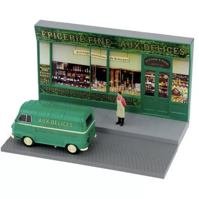 Diorama 1/43 Renault Estafette : L'épicier Livreur Aux Délices / Altaya IXO
