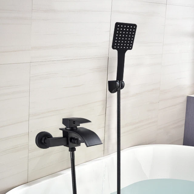 Schwarz Badewannenarmatur Duschset Wasserhahn Badewanne Wasserfall Satz NEU