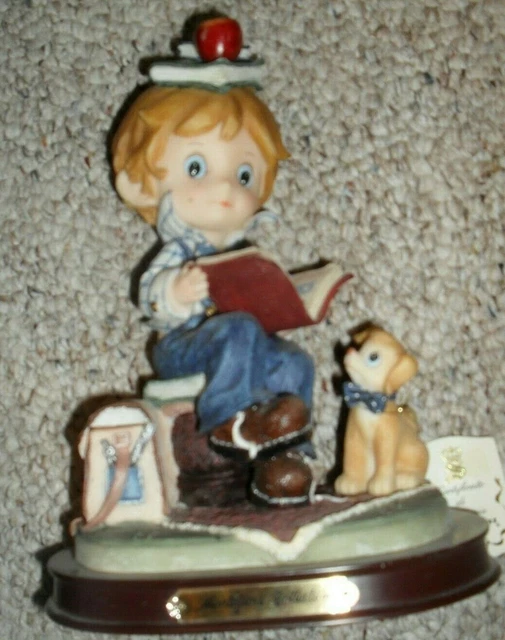 Montefiori Collection Italian Design Boy Books ABC Figurine Dog collectible