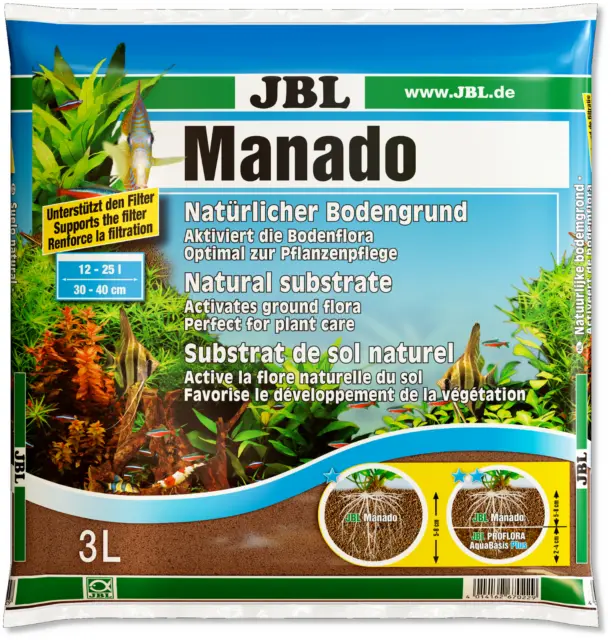 JBL Manado 3L substrato naturale attraente piantato acquario ghiaia sabbiosa