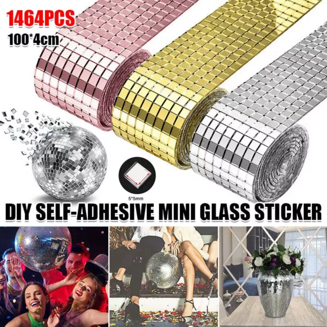 Mini Mosaic Tiles Self-Adhesive Square Mirror Glass DIY Home Wall Sticker Decors