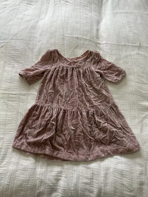 The Little White Company dunkelrosa abgestuftes Kleid Alter 2-3 Jahre Seidenmischung Samt