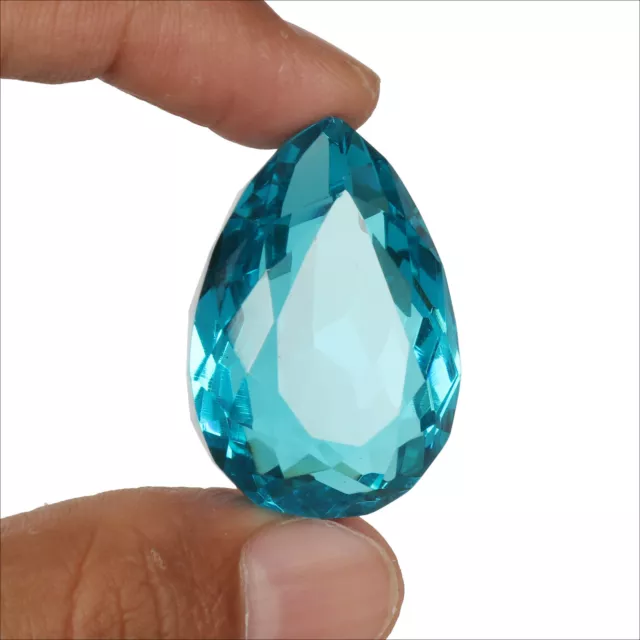 Large Swiss Blue Topaz 57.50 CT Pear Faceted Cut Loose Gemstone Gift 4 Women