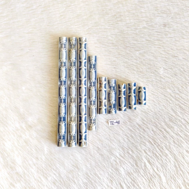 1930s Vintage Blue Design Embossed Architecture Furniture Tile Border 9 Pcs TL41