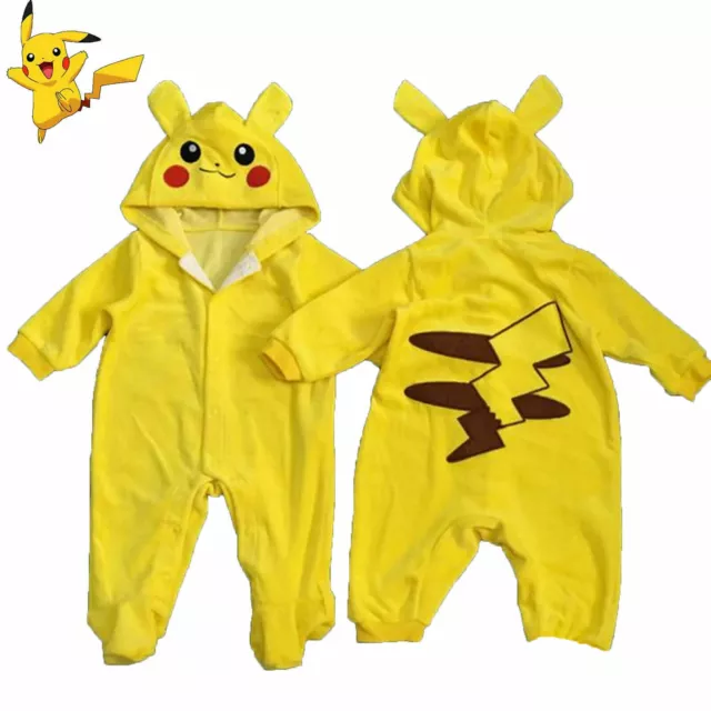 New Baby Boy Girl Dinosaur Pikachu Costume Bodysuit Romper Jumpsuit OutfitsA