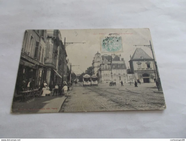 Cpa 54 Nancy Rue Et Place Saint Georges Cafe Terrasses Animees Tramways 1906