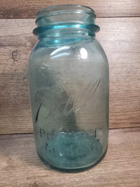 Vintage Square Blue Ball Mason Quart Jar Perfect Mason  #1 Or #7 ?