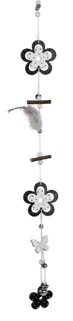 Fenster-Girlande-Blume Fenster-Hänger-Blüte Haengedeko Legno Nero Bianco 99cm