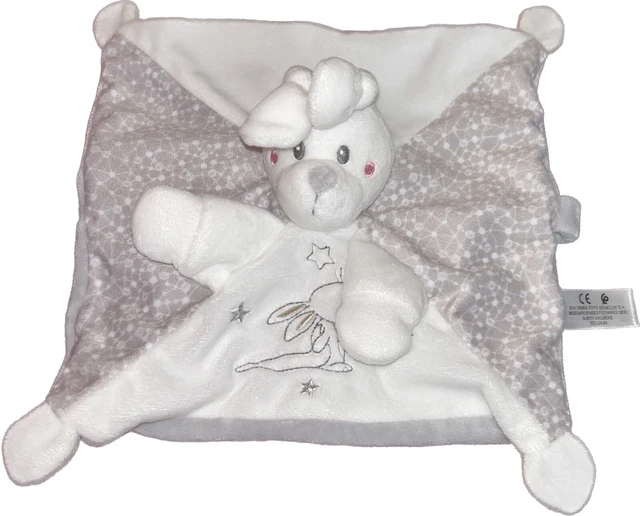 C # Doudou Lapin blanc gris mouchoir étoiles SIMBA TOYS TBE