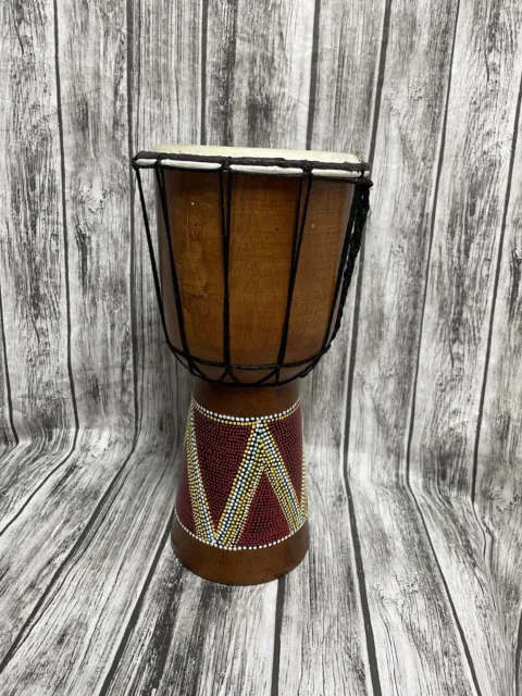 Djembe African Hand Carved Solid Wood Drum Goat Skin