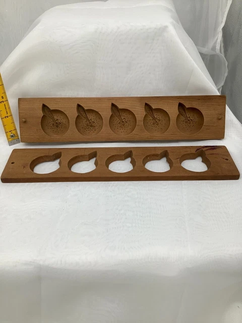 Kashigata japonais en bois sculpté à la main moule à gâteau fruits ancien