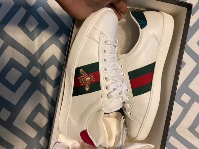 Gucci Women's New Ace Bee Embroidered Sneakers - White - Size 5