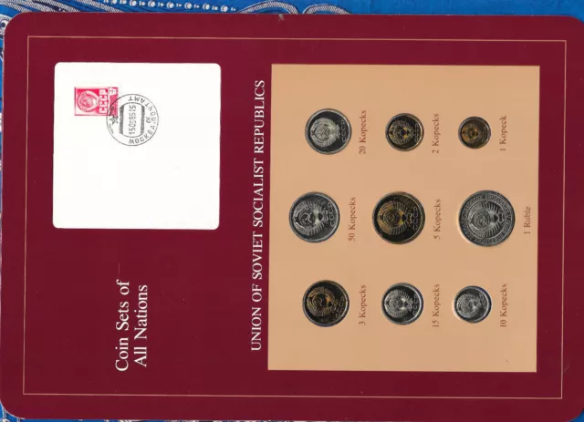 Coin Sets of All Nations USSR Russia w/card UNC all 1979 but 10, 50 Kopecks 1976