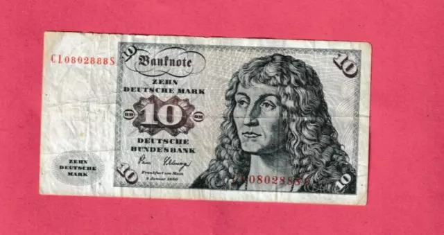 10 Deutsche Mark @ DM Banknote 2. Januar 1980 Geldschein aus Umlauf @CL 0802888S