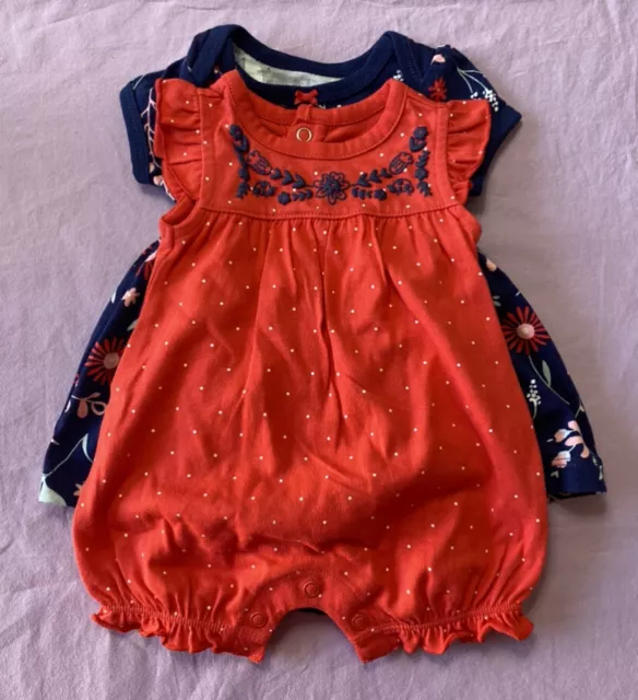 Just One You by Carters' Baby Girls' 3pc Floral Dress and Jumpsuit Set Red/Navy
